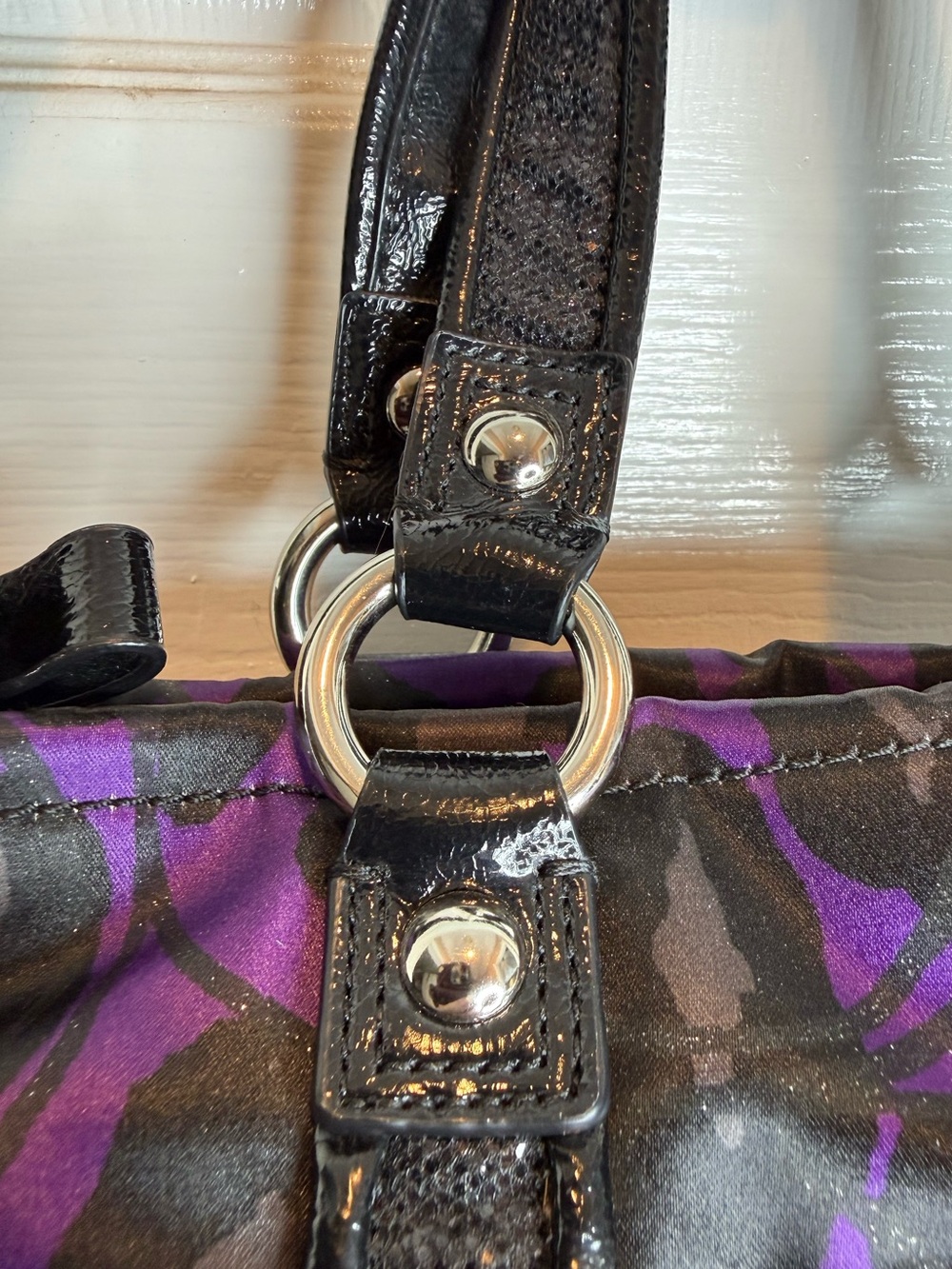 COACH POPPY OCELOT PURPLE DAISY GLAM GLITTER TOTE BAG - Picture 15 of 16